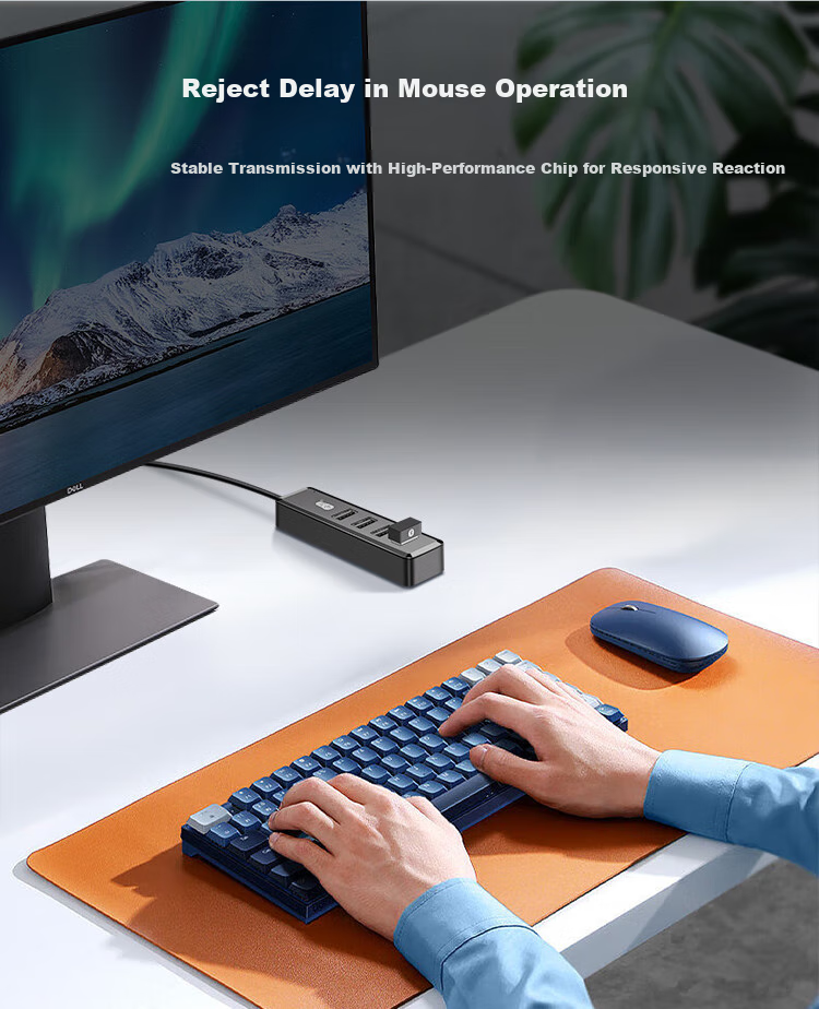 Chuanyu USB2.0 Four-In Hub, 4-Port Expansion Dock, Multi-Port Adapter for Laptops And Desktop Computers, Keyboard And Mouse Extension Cable, 120CM 5