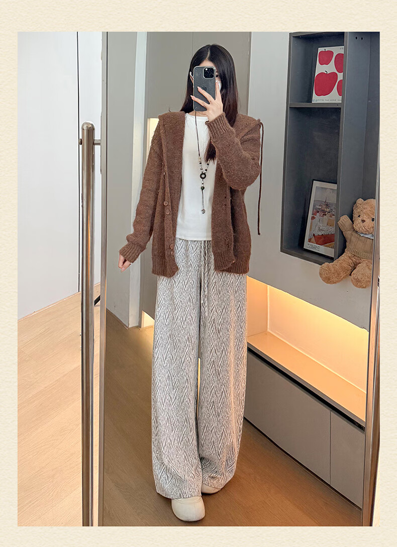 BOPRUIEY Chanel-Style Striped Wide-Leg Pants, Autumn 2025 New Style, Draping Loose Casual Women's Trousers, Autumn Collectio 3
