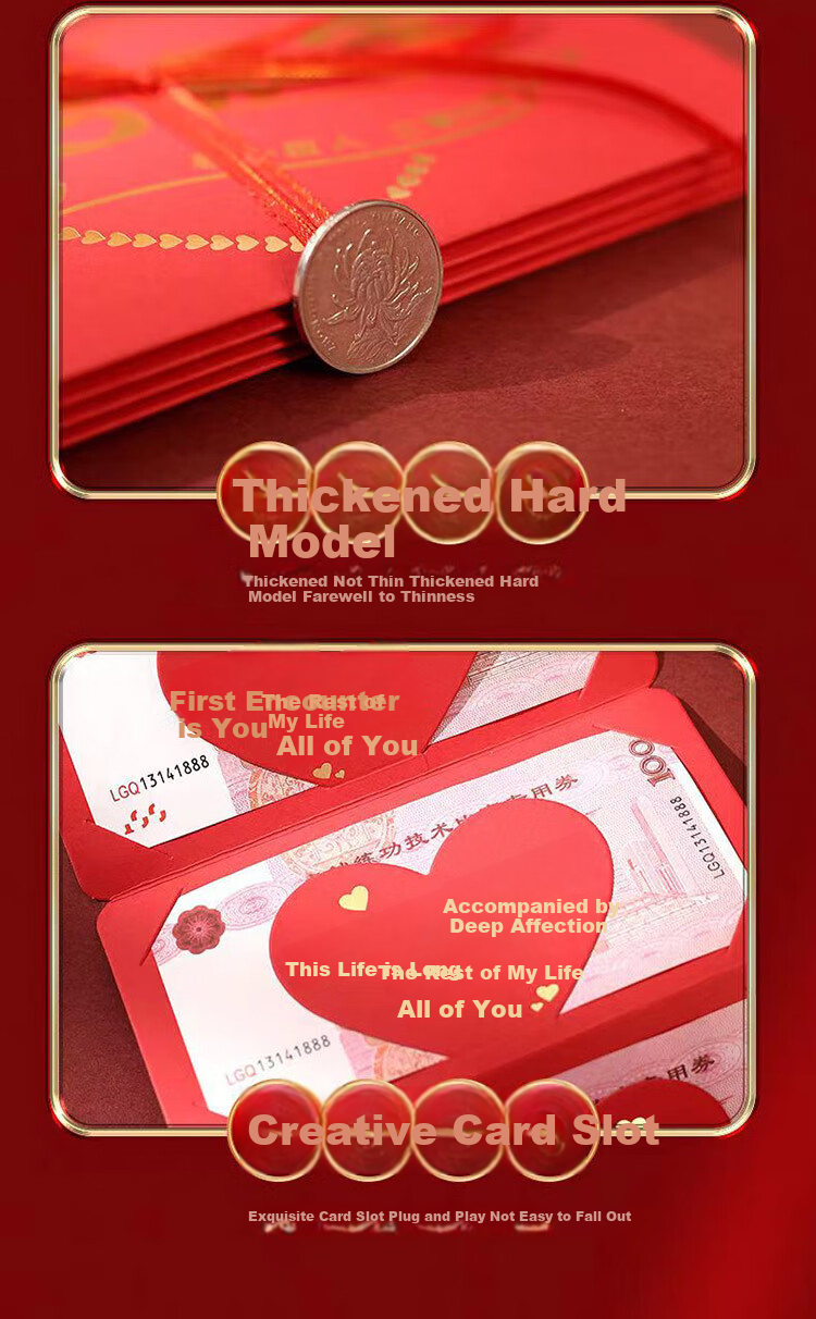 Qingwei 520 Proposal Confession Ceremonial Folding Red Packet, Mother's Day Gift for Wife, Birthday Present, "You'll Always Be There" 6 Cards 5