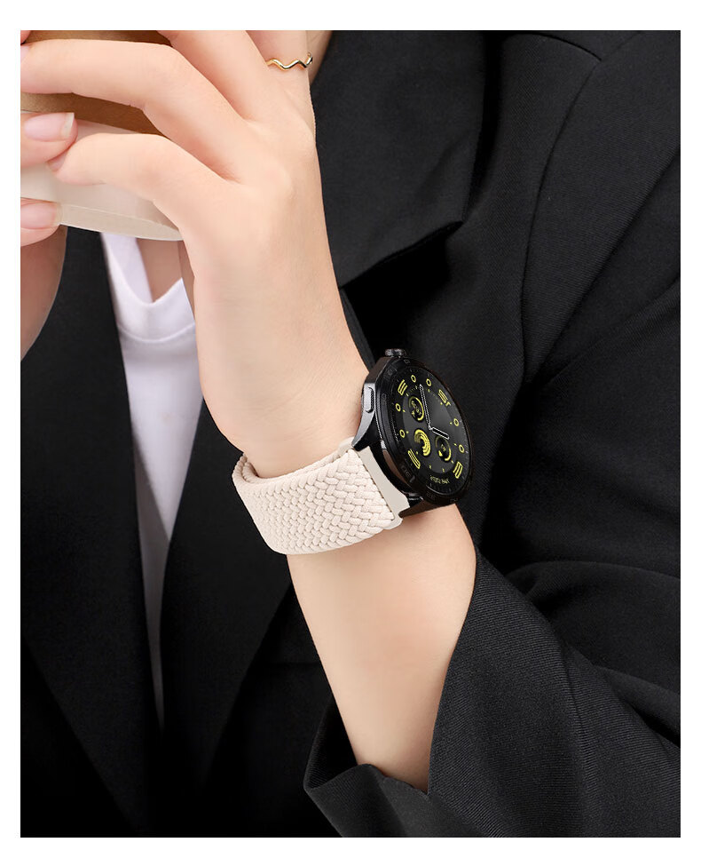 CHENSONG Magnetic Woven Folding Clasp Watch Band Strap for Huawei Watch GT6/6Pro 46mm Black 3