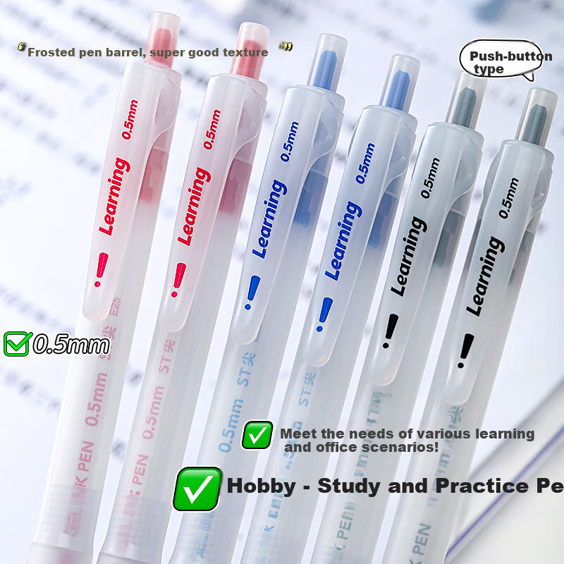 AIHAO [Back to School Essential] Retractable Gel Pen 0.5mm for Students' Exams And Practice, Business Office Black Pen Office Supplies, Black 6 Pcs D4896 3