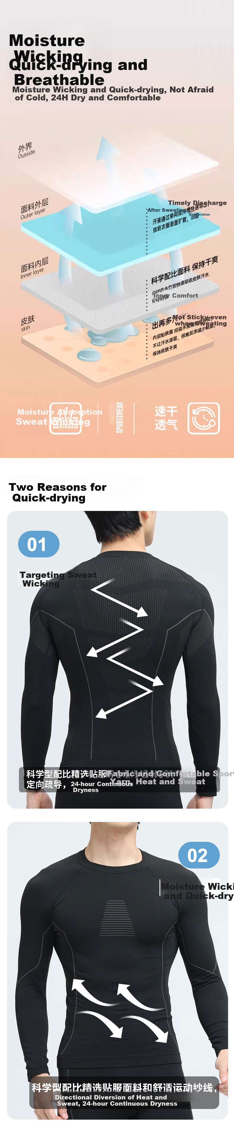 LangSha Quick-Dry Ski Suit, Outdoor Sports, Men And Women, Skiing, Mountaineering, Warm, Marathon Running Set, Compression Quick-Dry Underwear 2