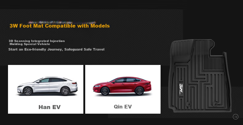 3W Suitable for BYD Han EV Dedicated TPE Car Floor Mats, Han DMi Specific + Meinis Carpet Surface/Jingpei 1