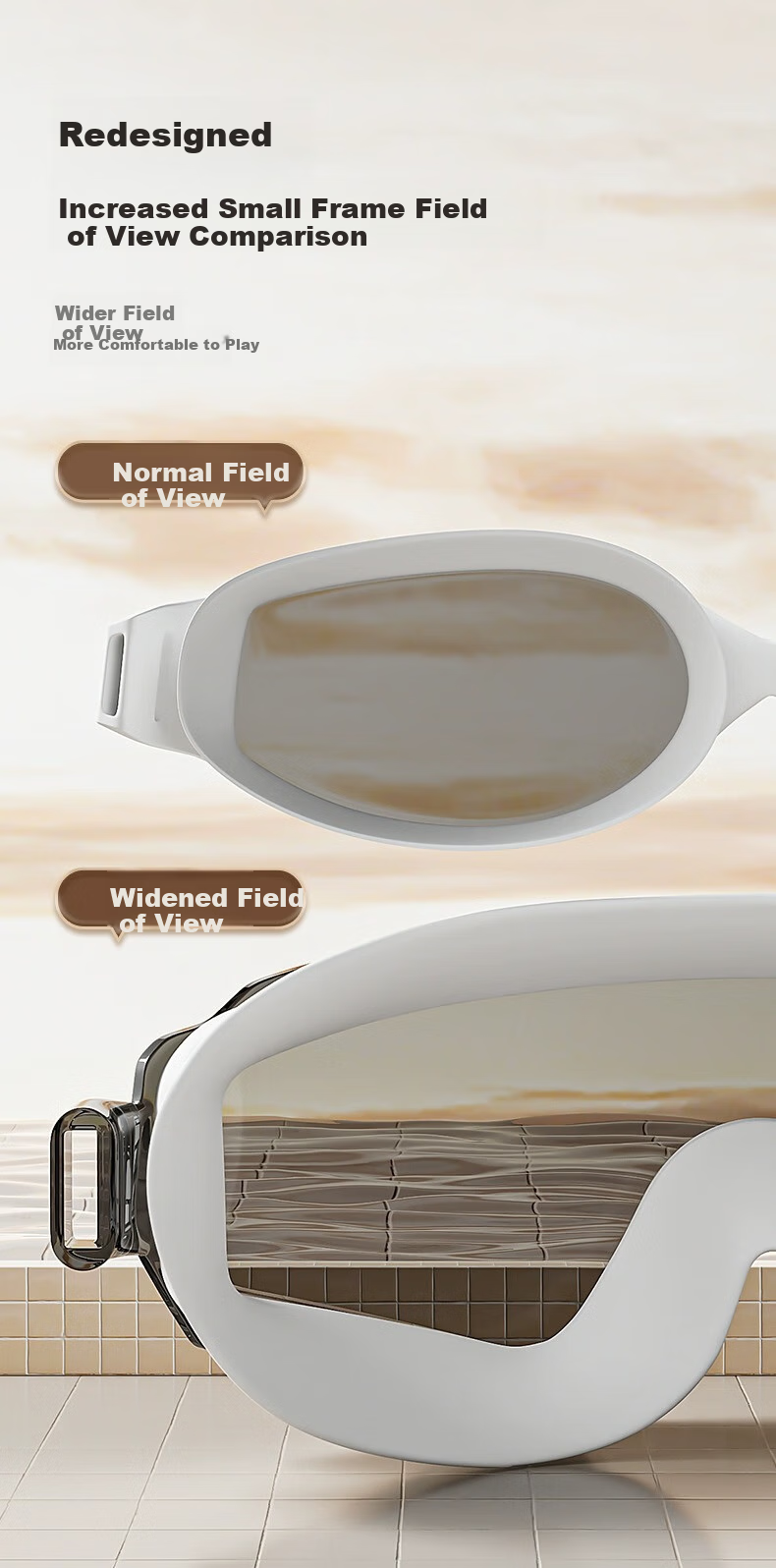 Keep Swimming Goggles for Men And Women, Waterproof Anti-Fog High-Definition Large Frame Clear Lens Swimming Glasses Diving Set Equipment, Honor Black 4