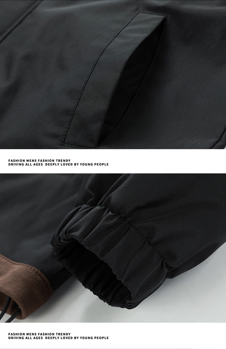 NASA MARVEL Men's Spring Autumn Jacket Hooded Breathable Fashion Windproof Loose Couple Outfit Black XL 7