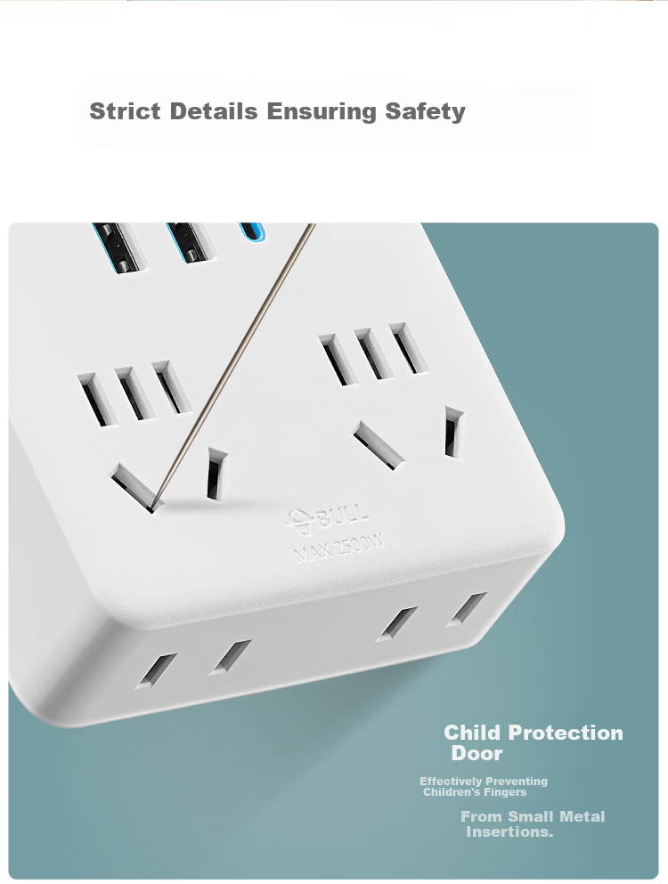 BULL 20W PD Apple Fast Charging Socket Adapter Multi-Port/4-Port Converter Plug/Adapter/power Strip, 86 Type, 4 Outlets with Master Switch + USB GN-9322KQ 9