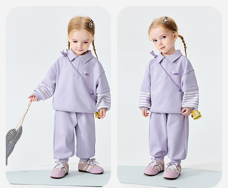 Minibala Kids Boys and Girls Two-Piece Set Children's Faux Two-Piece Sweatshirt and Sweatpants 2026 Spring New Arrival 16