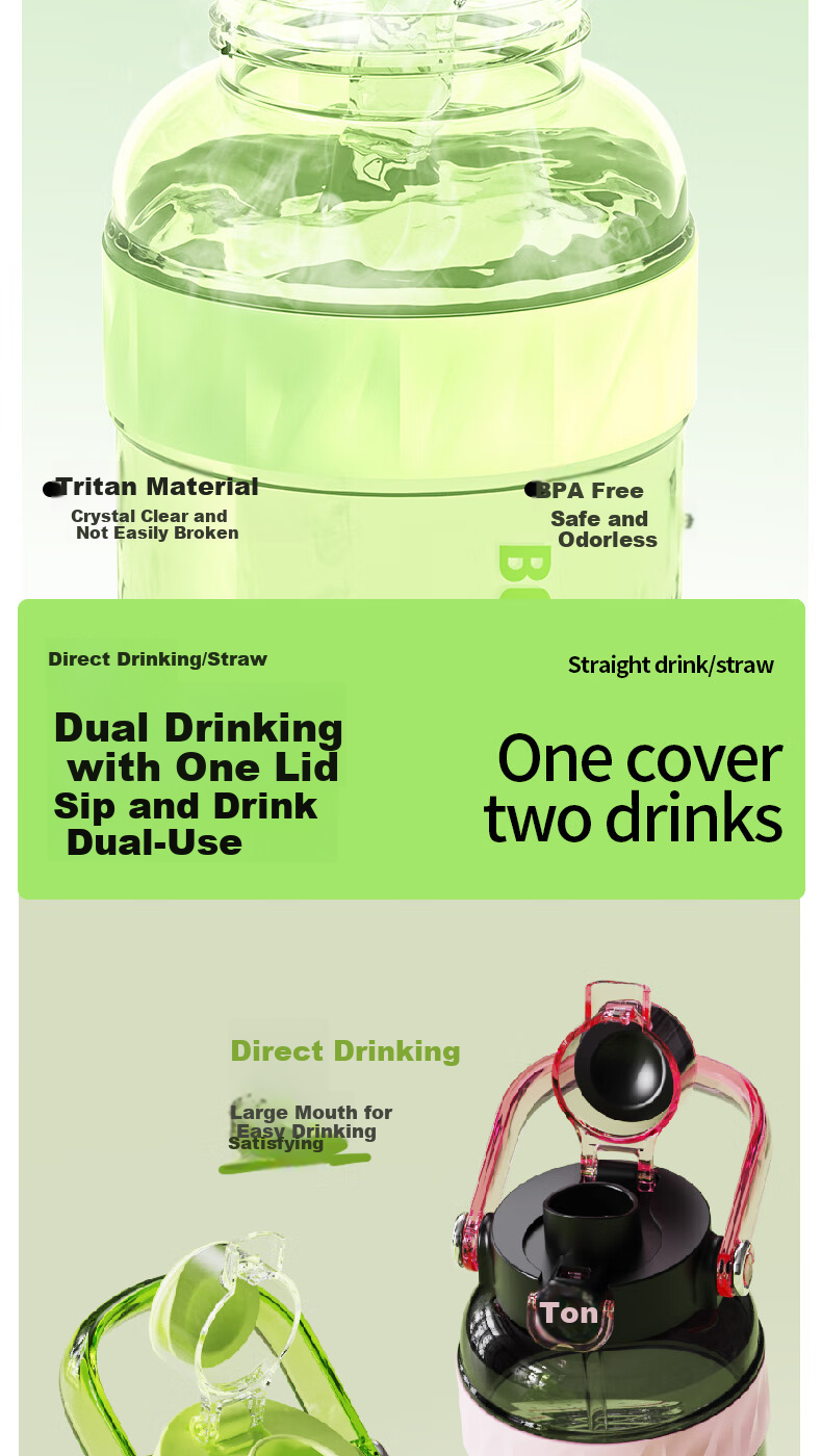 Dundunchang Dundun Bucket Children's Water Bottle Sports Bottle Large Capacity Dundun Cup High Temperature Resistant Tritan Summer Plastic Cup 5