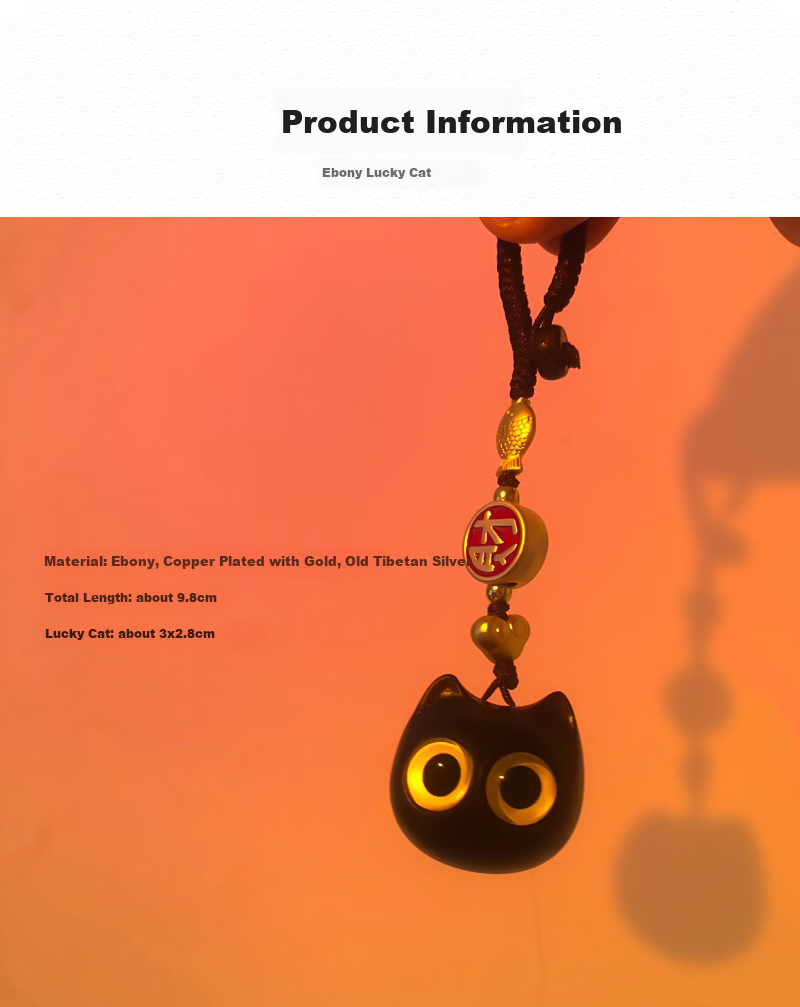Dijialun High-End Ebony Car Keychain Pendant, Creative Handmade Knitted Ornament, Hanging Charm, Men's Gift, Lucky Cat 12