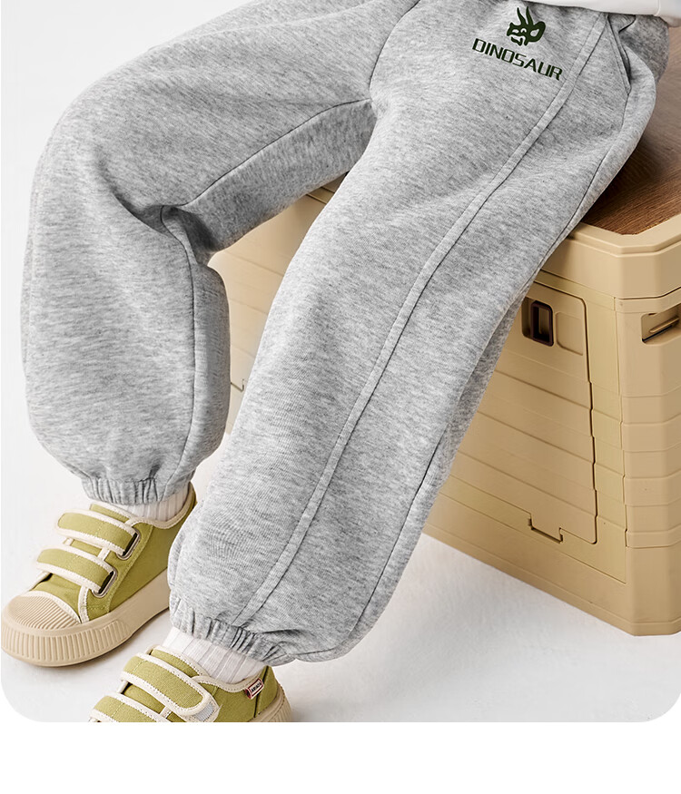 Badibadi Kids Autumn Winter Loose Casual Sweatpants Outdoor Sports Jogger Pants Gray Dinosaur Letter 100 6
