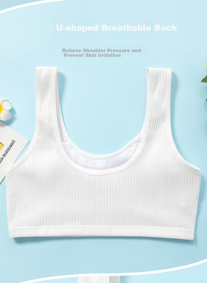 Dingguagua 2-Piece Girls' Underwear, First Stage Children's Puberty Cotton Anti-Nipple Show Bra for 8-14 Year Old Girls 6