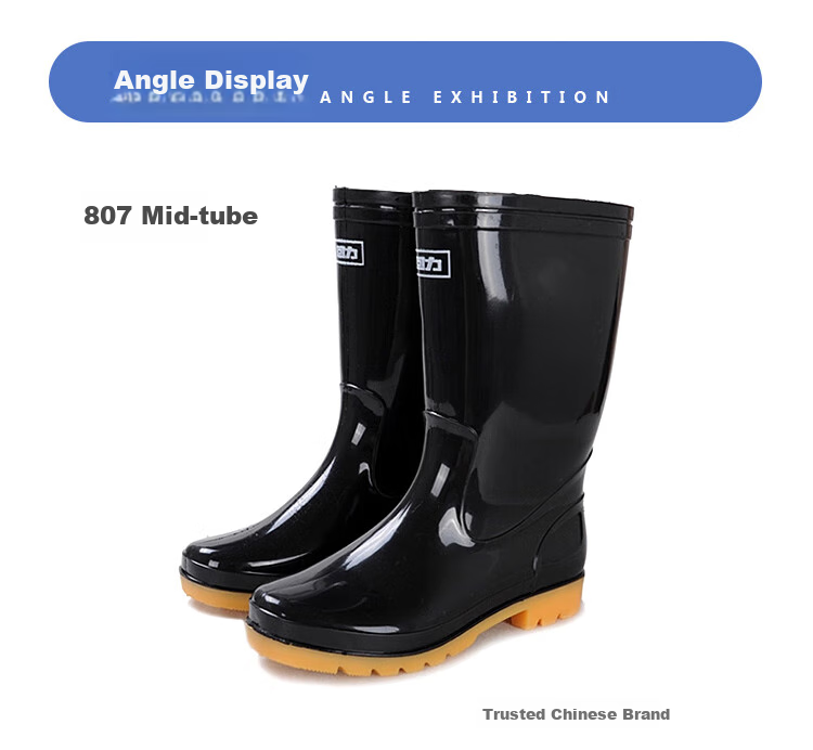 Huili Men's Tall Rain Boots, Non-Slip Waterproof Shoes, Outdoor Car Washing Rubber Shoes, Fishing Wear-Resistant Rain Boots, 07-1 Black High Top Size 45 7