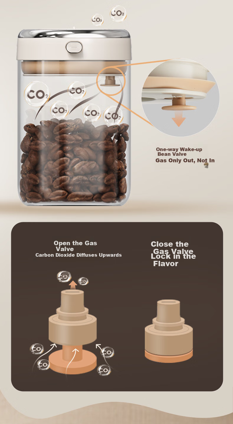 Bear Food-Grade Coffee Bean Airtight Jar Portable Coffee Powder Storage Container 1100ml CX-JW031-P02 4