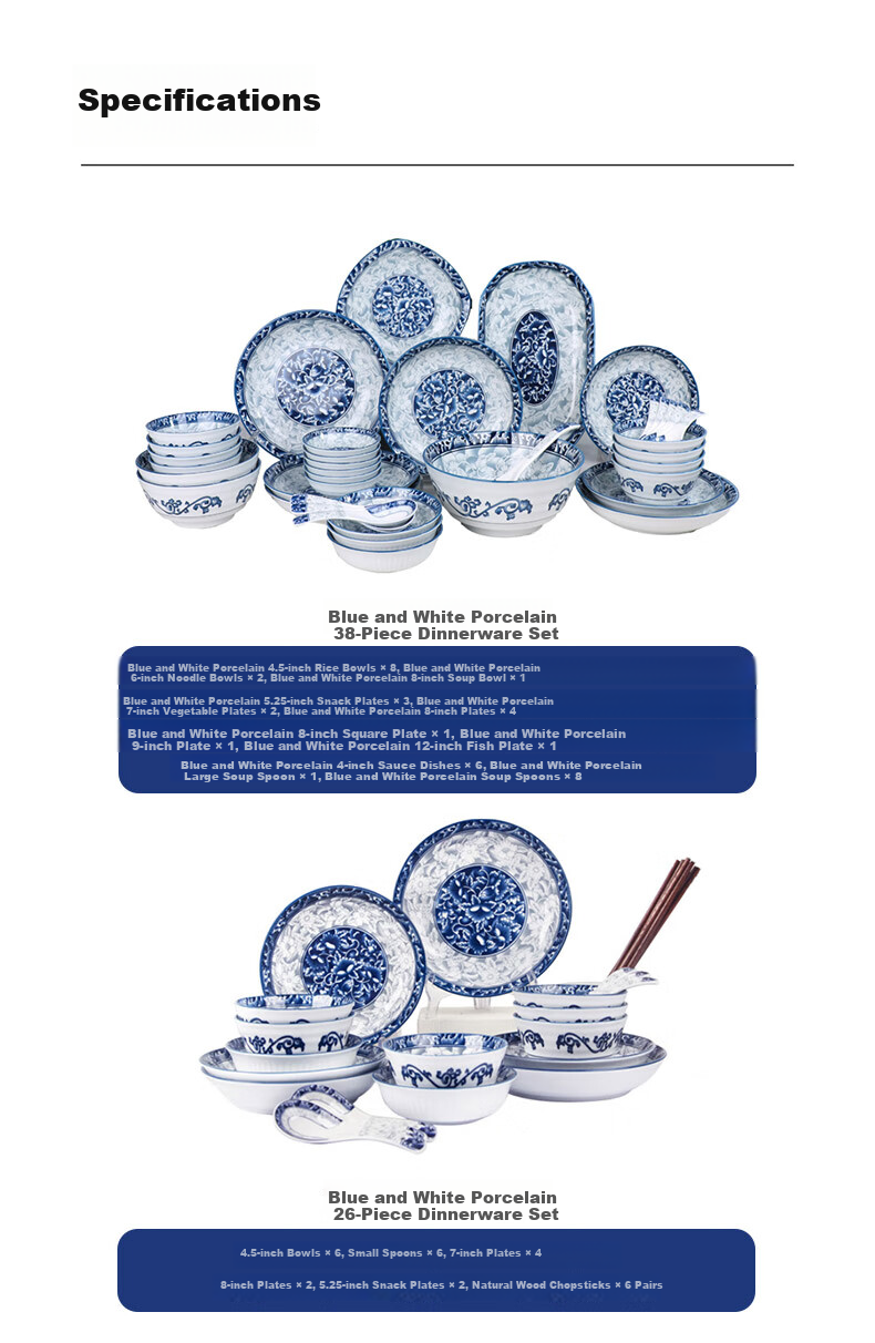 Huaqingge Household Tang-Style Blue And White Porcelain 6.8-Inch Noodle Bowl, 2-Piece Set, Heat-Resistant, Microwave And Dishwasher Safe 8