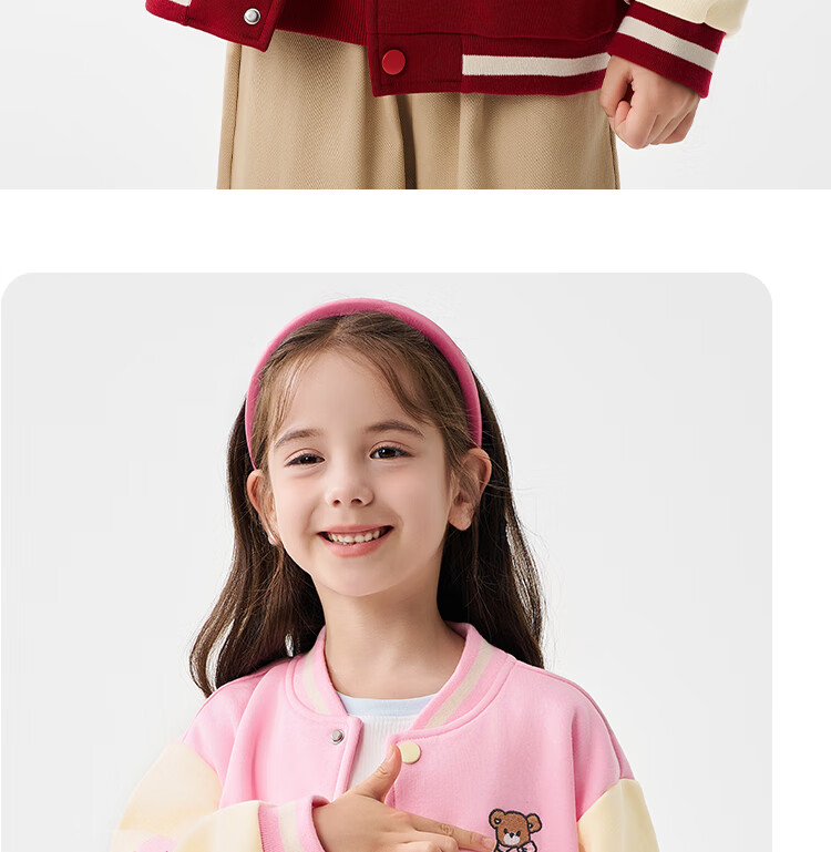 Badibadi Autumn Winter Baby Girls Baseball Jacket American Retro Coat Trendy Fashion Versatile Heart Bear 100 5
