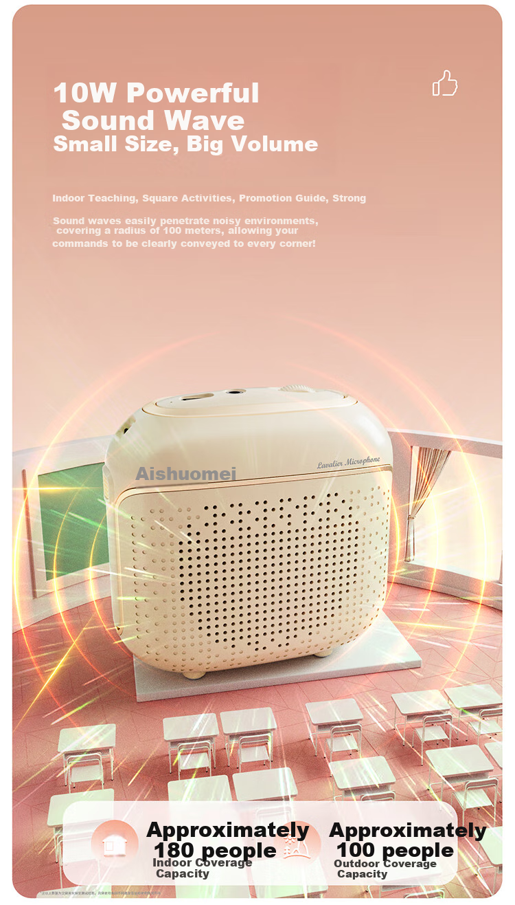 AISOMEX Small Bee Amplifier for Teachers' Use in Teaching, Magnetic Clip-On Microphone for Tour Guides And Shopping, Outdoor Explanation Small Megaphone K29 Off-White 6