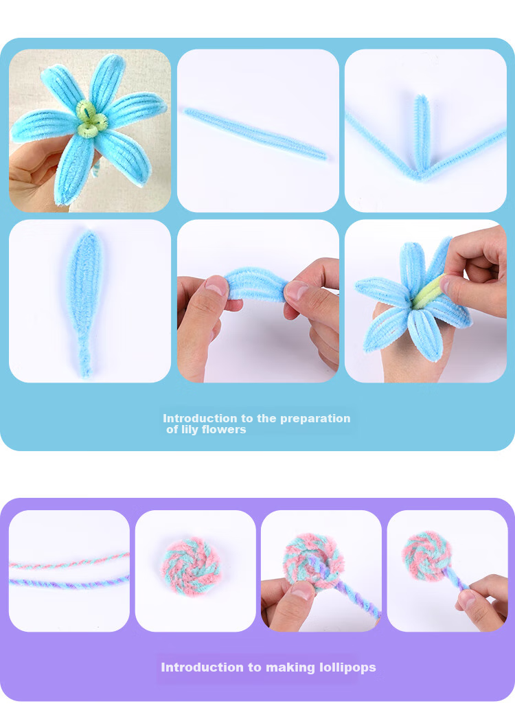 Letrel Twist Tie Bouquet Macaron Hair Tie DIY Craft Kit, Handmade Material Set for Children's Birthday Gift for Boys And Girls 11