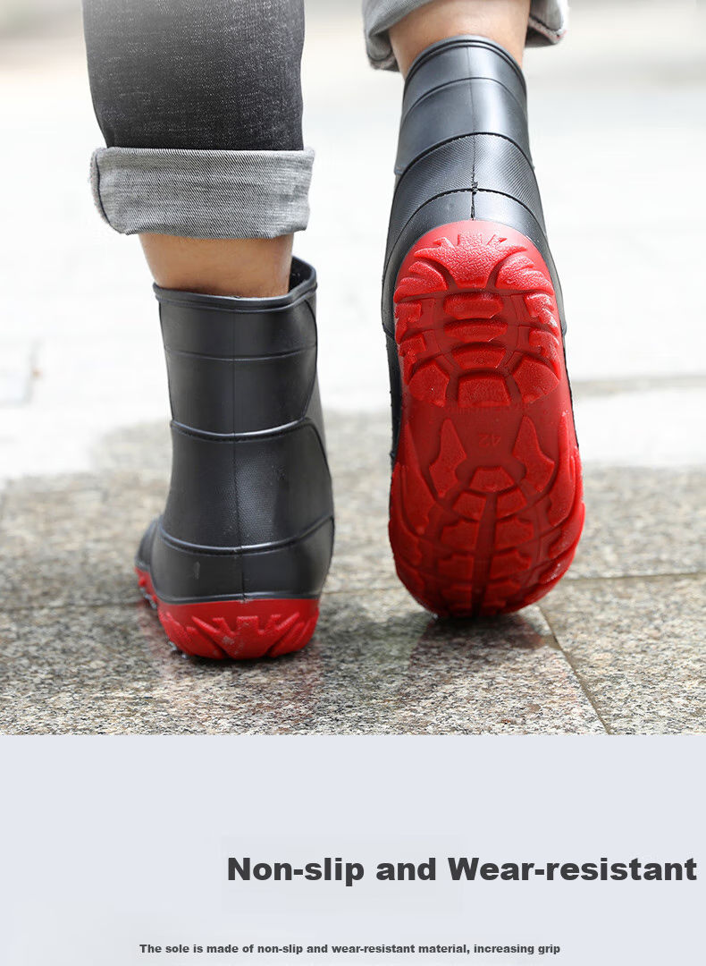 FOOTOPPO Rain Boots for Men, Mid-Calf Waterproof Shoes for Adults, Fashionable Rubber Boots for Men And Wome 3