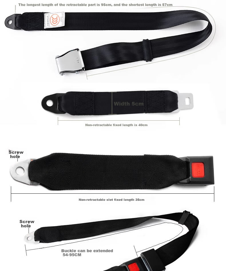 Ougude A068 Two-Point Safety Belt, Manual Two-Point Amusement Park Maintenance Safety Belt, Forklift Engineering Vehicle Emergency Brake Strap, B7 Simple Black 7