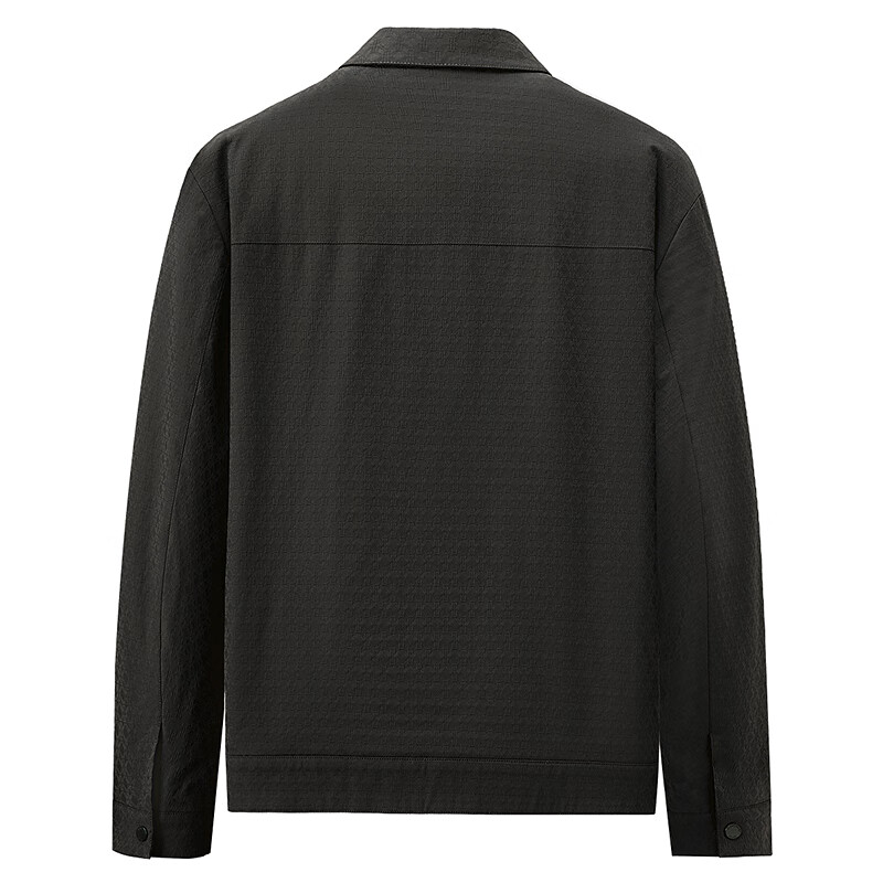 Dance with Wolves [Cotton-Padded Warm Lining] Textured Jacquard Lapel Jacket Casual Men's Black Jacket 001 Black L