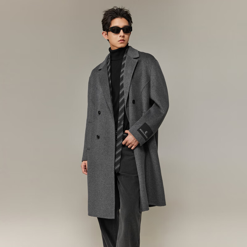CABBEEN Double-Sided Double-Faced Woolen Coat Men's Simple Neat Casual Fashion Loose Winter Overcoat