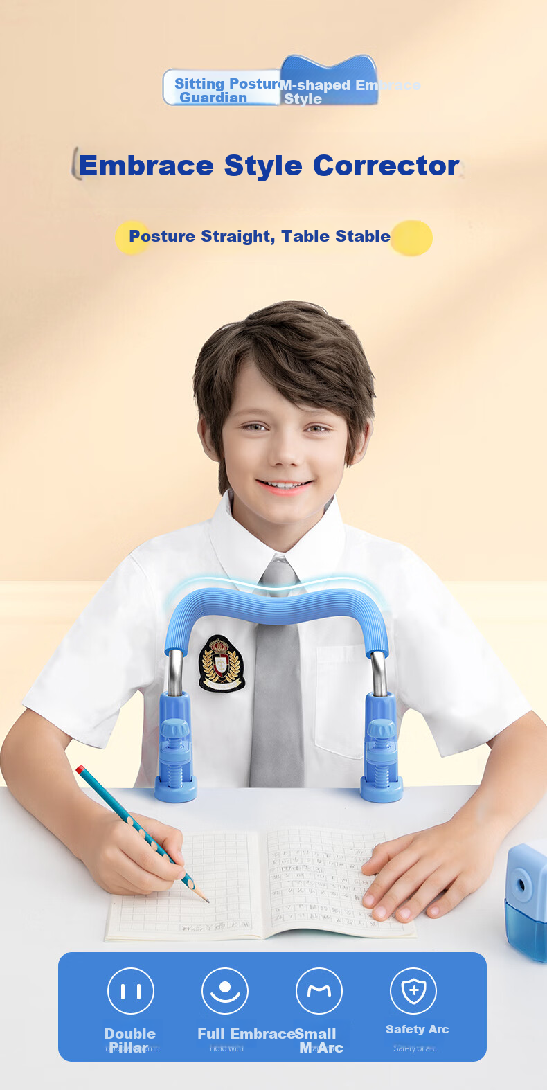 Maotaizi Posture Corrector, Anti-Lowering Head Writing Device, for Primary School Students, Protects Myopia, Prevents Hunchback, Improves Posture for Writing And Learning, Reading Aid Stand, Blue 1