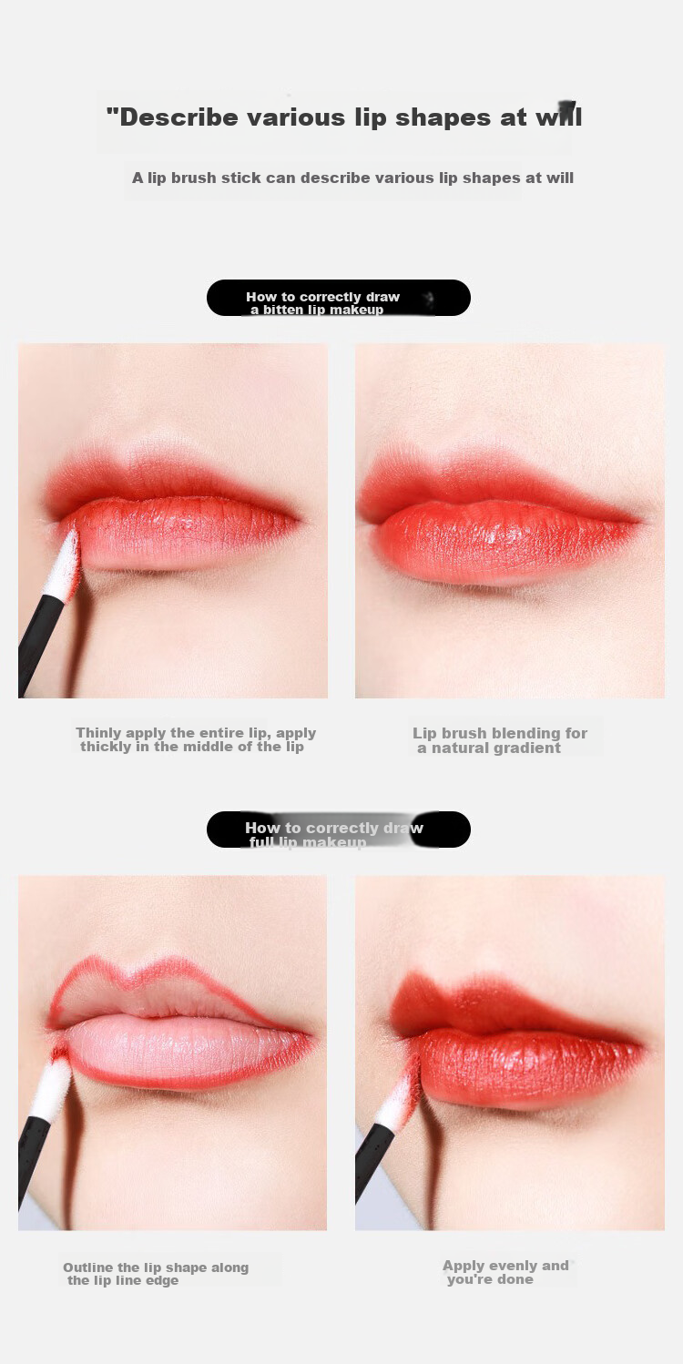Meifuyu Disposable Lip Brush Sticks, 50 Pieces, Portable Lipstick Brush, Makeup Brush, Blending Lip Glaze, Lip Balm, Lip Mask, Cotton Swabs MF8262 10