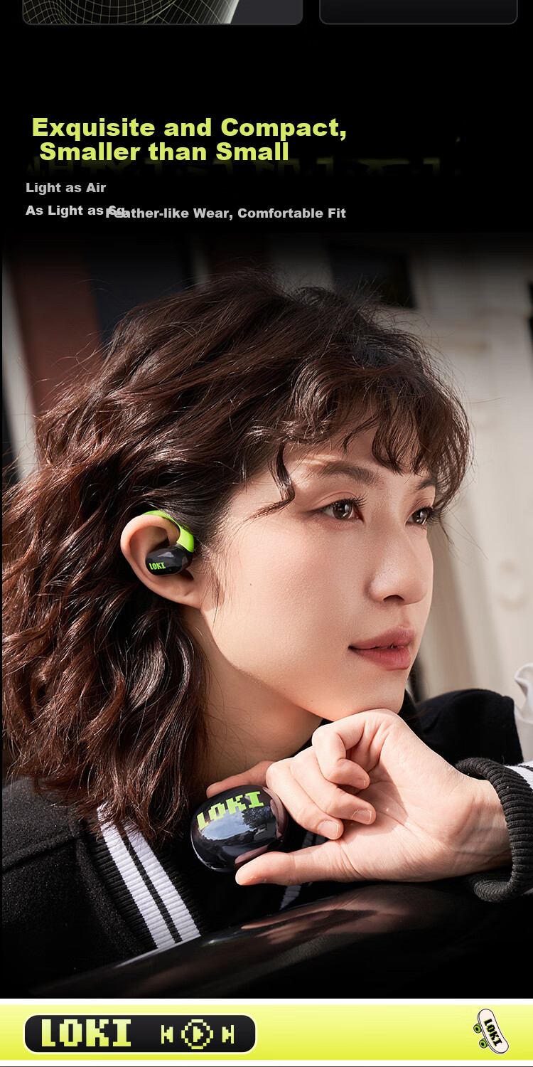 DIBALENE LOKI Open-Ear Bluetooth Headphones, Over-Ear Style, Not In-Ear, Suitable for Teenagers And Children, Sports Running Calls Noise Reduction Wireless Earphones, Compatible with Huawei Xiaomi And Nuanri Mi 7