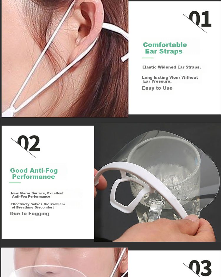Bingyu BYlf-512 Transparent Anti-Fog Face Mask, Hotel Restaurant Mask, Hygiene Mask, Canteen Restaurant, Chef Kitchen, Transparent Mask (70 Pieces) 4