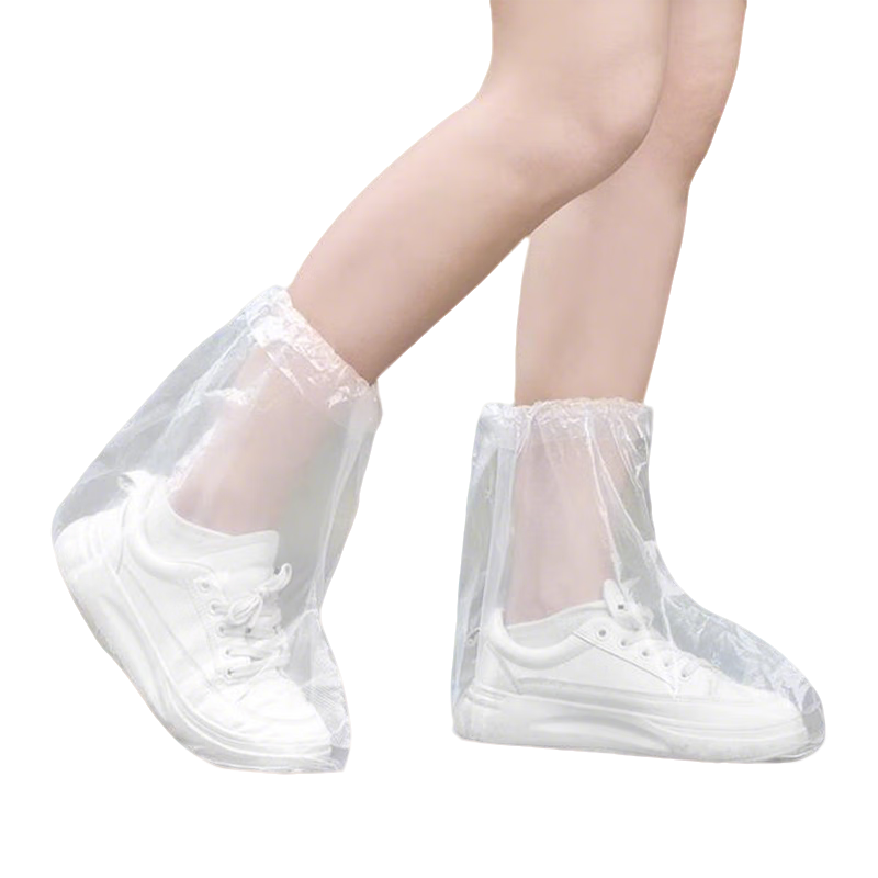 BWNK Disposable Waterproof Non-Slip Thickened Durable Outdoor Portable Transparent Short Rain Shoe Covers 10 Pairs