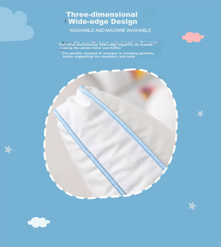 Dohia Pillow, Antibacterial Pure Cotton Pillow Core Washable Machine Wash, Children's Student Cervical Pillow, Single Piece 60×40cm 15