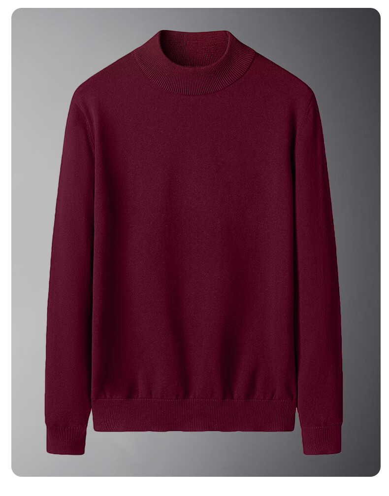 MiiOW Men's Half Turtleneck Knit Sweater Autumn Winter New Casual Versatile Fleece Lined Warm Base Shirt 7