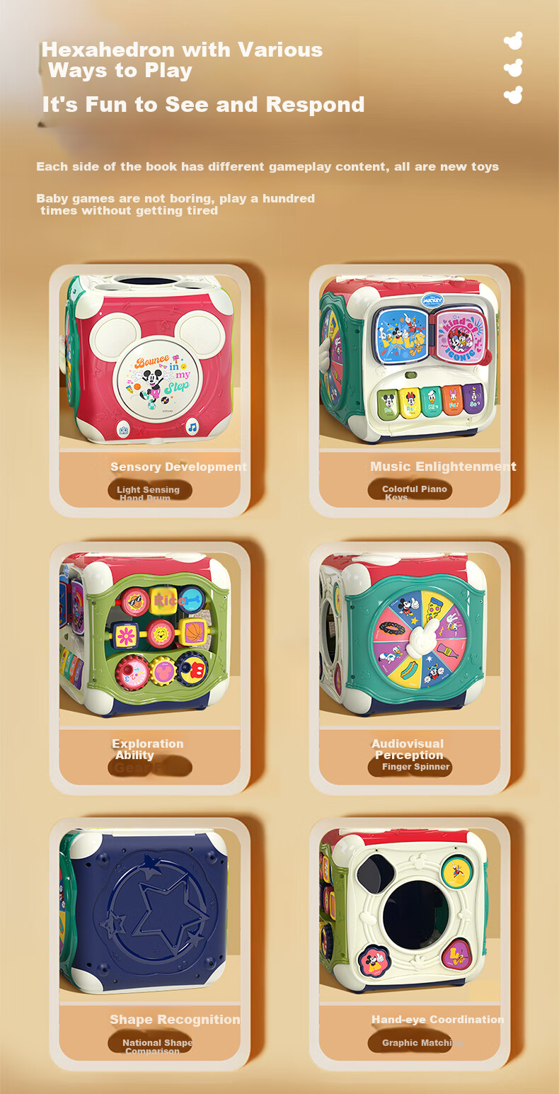 Disney Hexahedron Educational Toy for Children, Number And Shape Toys, First Birthday Gift, Toys for Infants Aged 0-3 Years 5