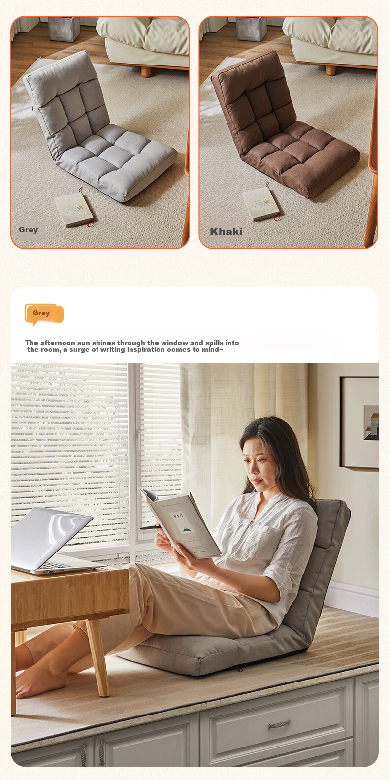 JIAYI Lazy Sofa, Can Lie Down And Sleep, Bed Chair, Tatami Sofa Chair, Bedroom Backrest Chair, Balcony Bay Window Cushion Chair 12