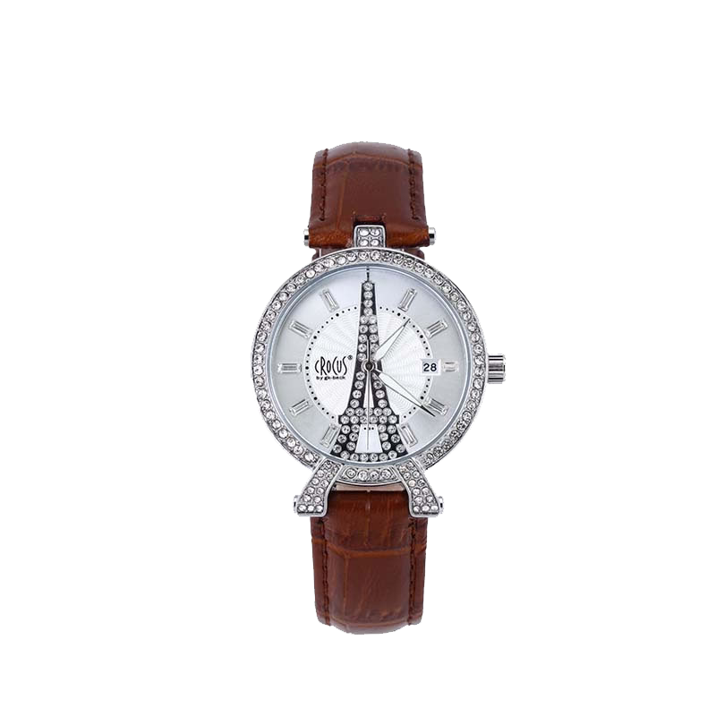 CROCUS BY GK BECK Women's Fashion Leather Strap Watch Luxury Quartz Timepiece Gift for Women Christmas New Year Celebration