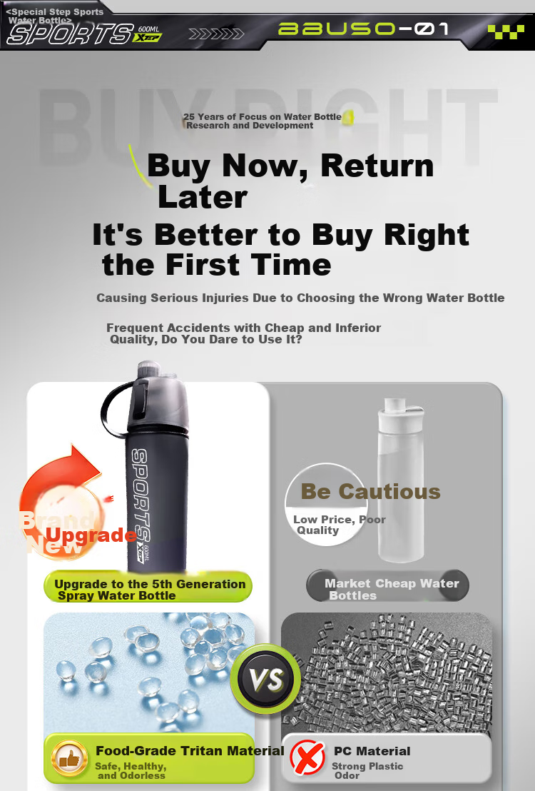 XTEP Spray Water Bottle for Men And Women, Cycling, Children, Students, School Use, Portable Sports Water Bottle for Biking in Summer 6