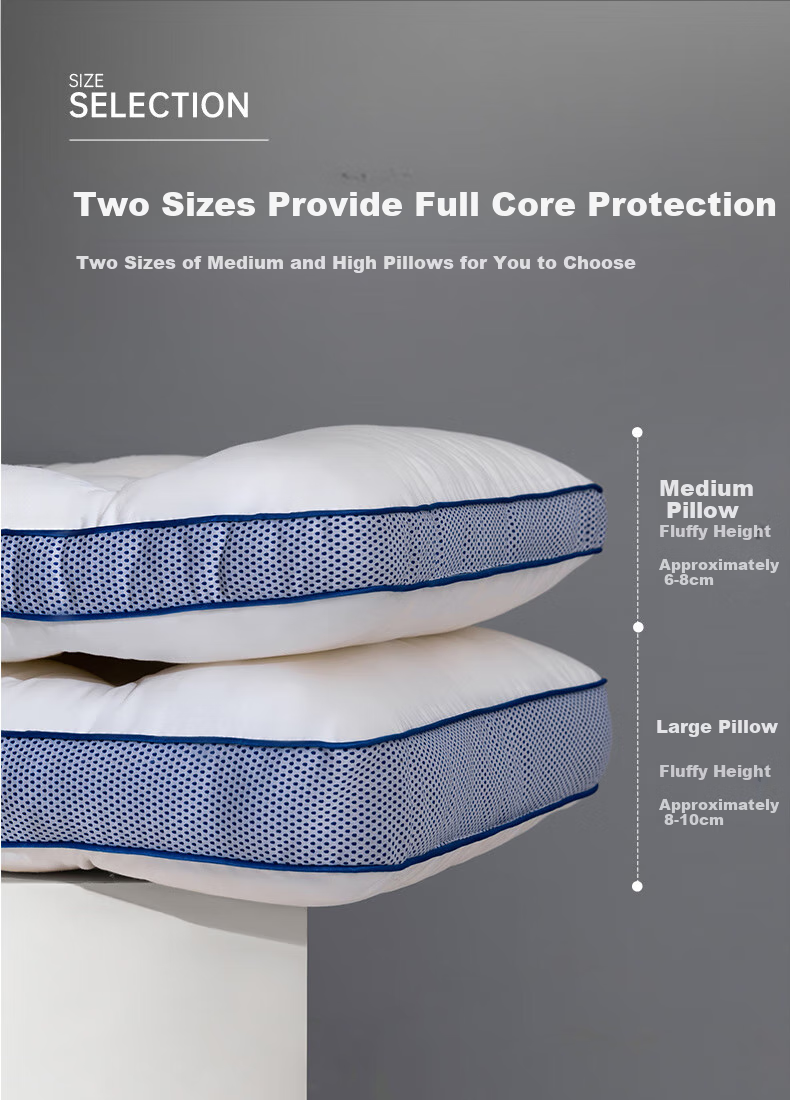 Mengjie Jiafang Pillow Core, Pure Cotton Fabric Core, Enjoy Small Blue Strip Neck Protection Fiber Pillow PLUS, 42*68*cm, Approximately 8-10cm 5