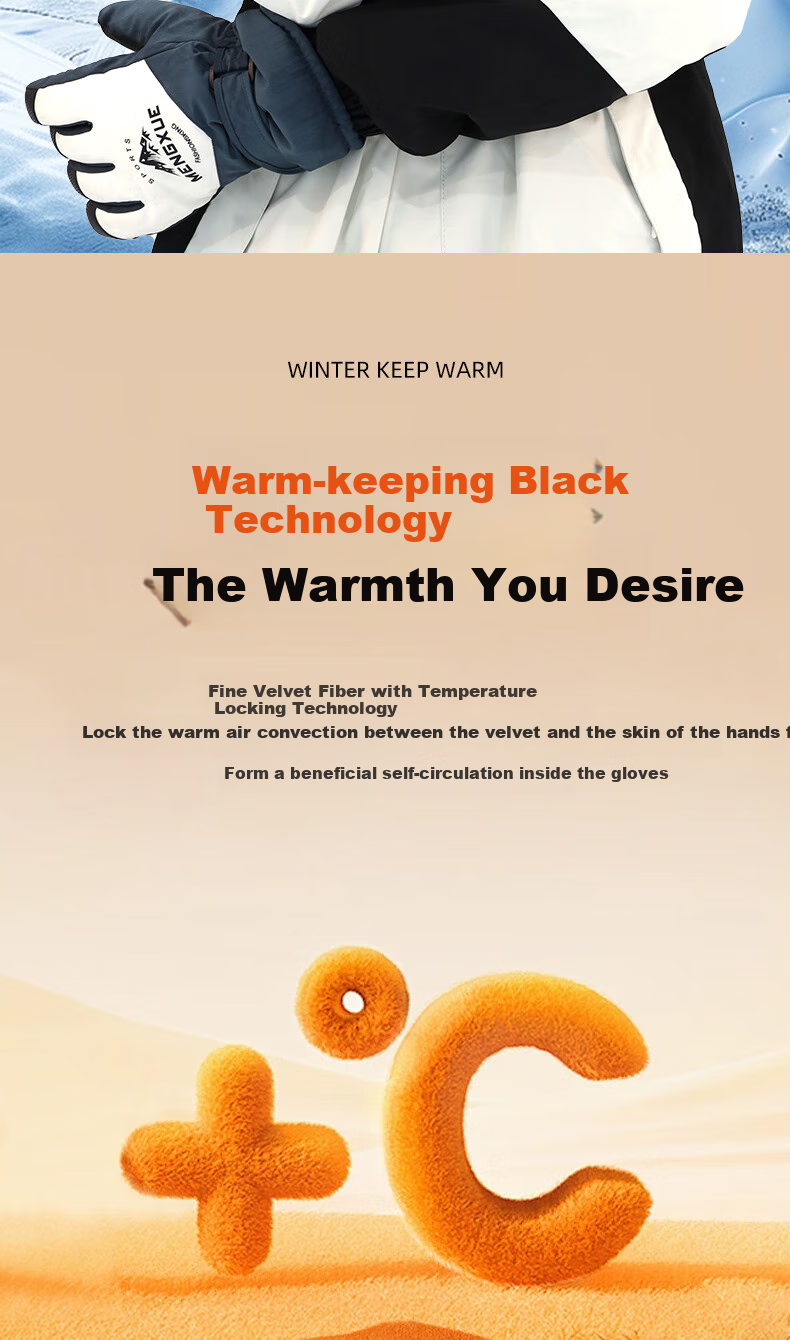 BOSHUJIAN Winter Gloves for Cycling And Skiing, Thickened Warm Gloves for Men And Women Students, Water-Repellent Windproof Cold-Resistant Winter Gloves 7