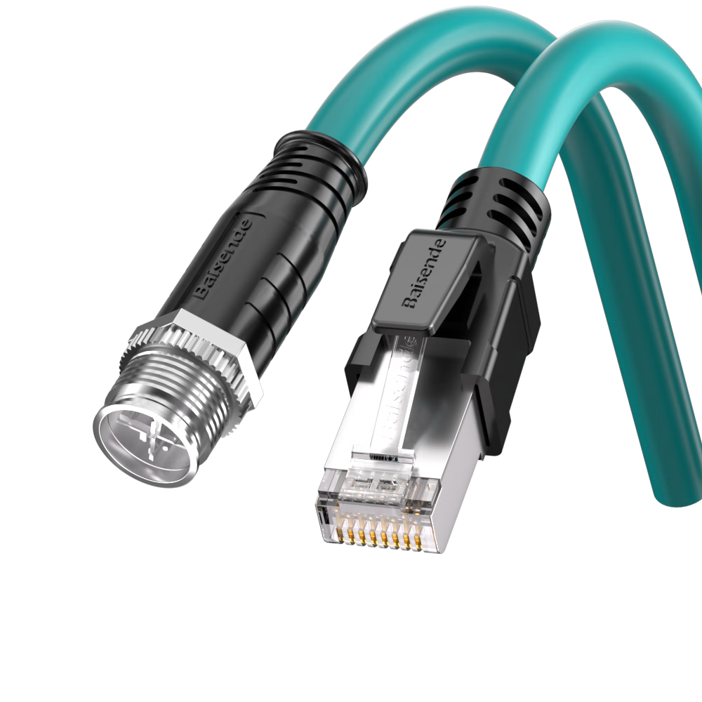 BOSENDE Cat6a Shielded High Flexible Patch Cable, 10 Gigabit Industrial Camera Network Cable, 8-Core X-Type M12 to RJ45 Cable, Bend-Resistant, 2 Meters, BSD-M12X