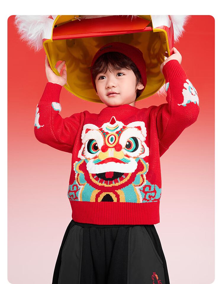 Balabala Kids Red Sweater Boys Girls Toddler Baby Autumn Winter New Year Knitwear Festive Outfit 1