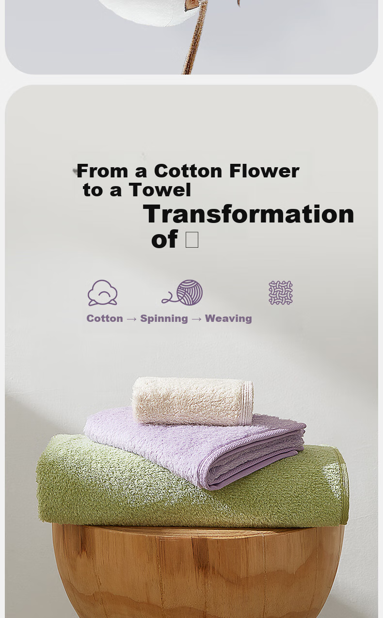 UCHINO Cloud Dream Unspun Xinjiang Long-Staple Cotton Face Towel, Class A Unspun Color-Woven Craft, Soft Absorbent Refreshing Label, Purple 5