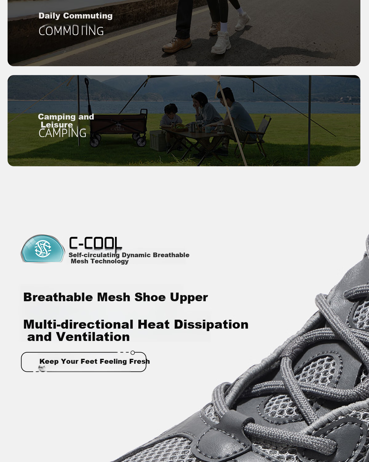 CAMEL Outdoor Casual Shoes, Thick-Soled Dad Sneakers, Men's Sports Shoes, Fashionable Versatile Height-Increasing Comfortable F15B693027 41 9