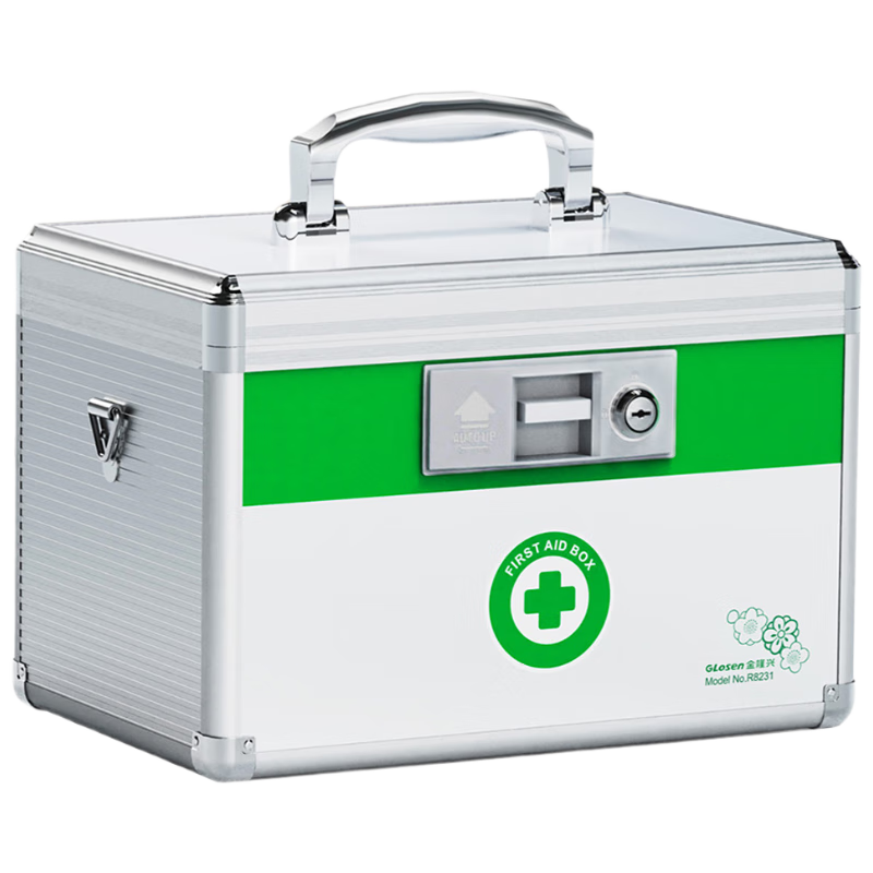 Jinlongxing Multifunctional Home Medical Box, Travel Case, Medicine Storage Box, First Aid Kit, Multi-Layer with Lock, Aluminum Alloy, 16 Inches