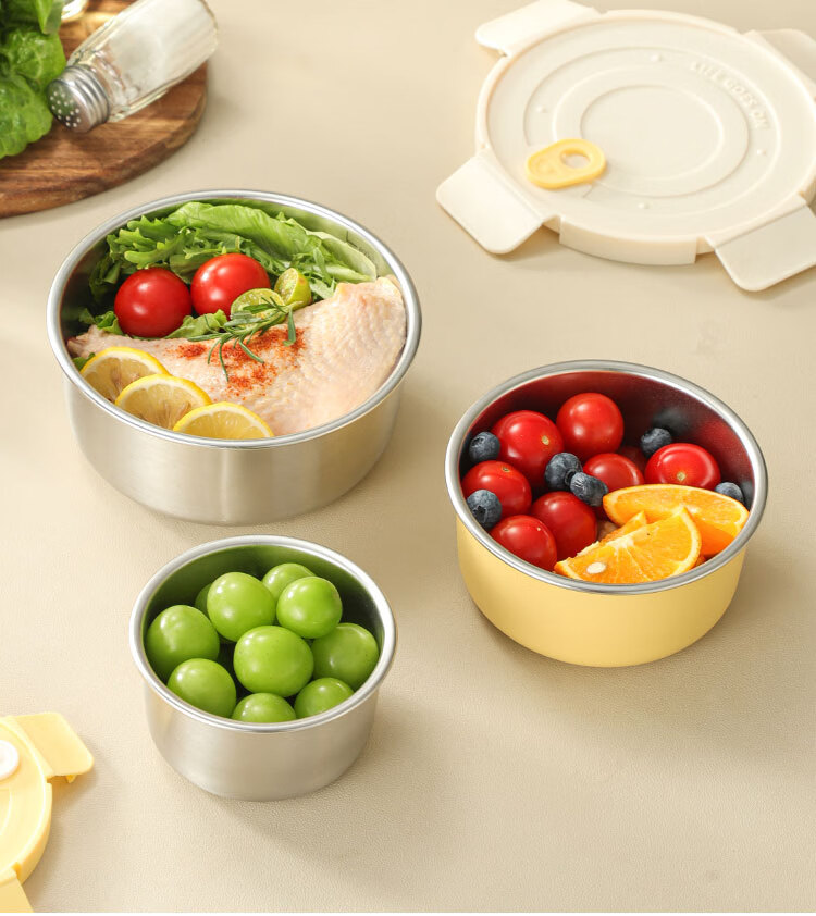 Wuxinzhizao 316L Stainless Steel Sealed Lunch Box with Lid Microwaveable Fruit Bento Box Natural Color 300ml 16