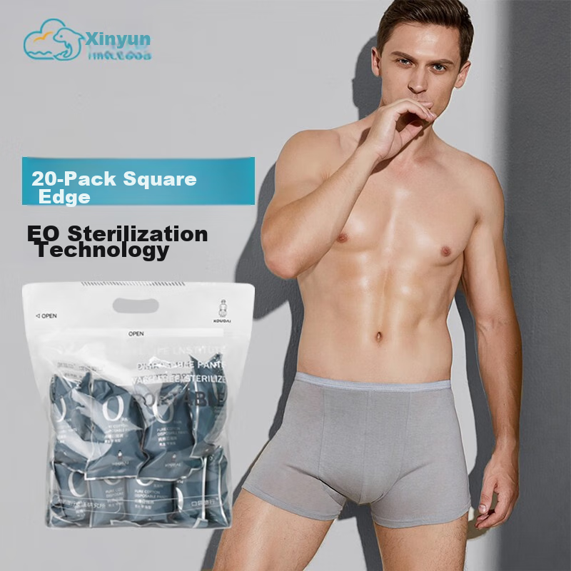 HINCLOUD Xin Yun 20-Pack Disposable Men's Underwear, No-Wash for Business Trips, Pure Cotton Men's Boxer Briefs, XXL Size