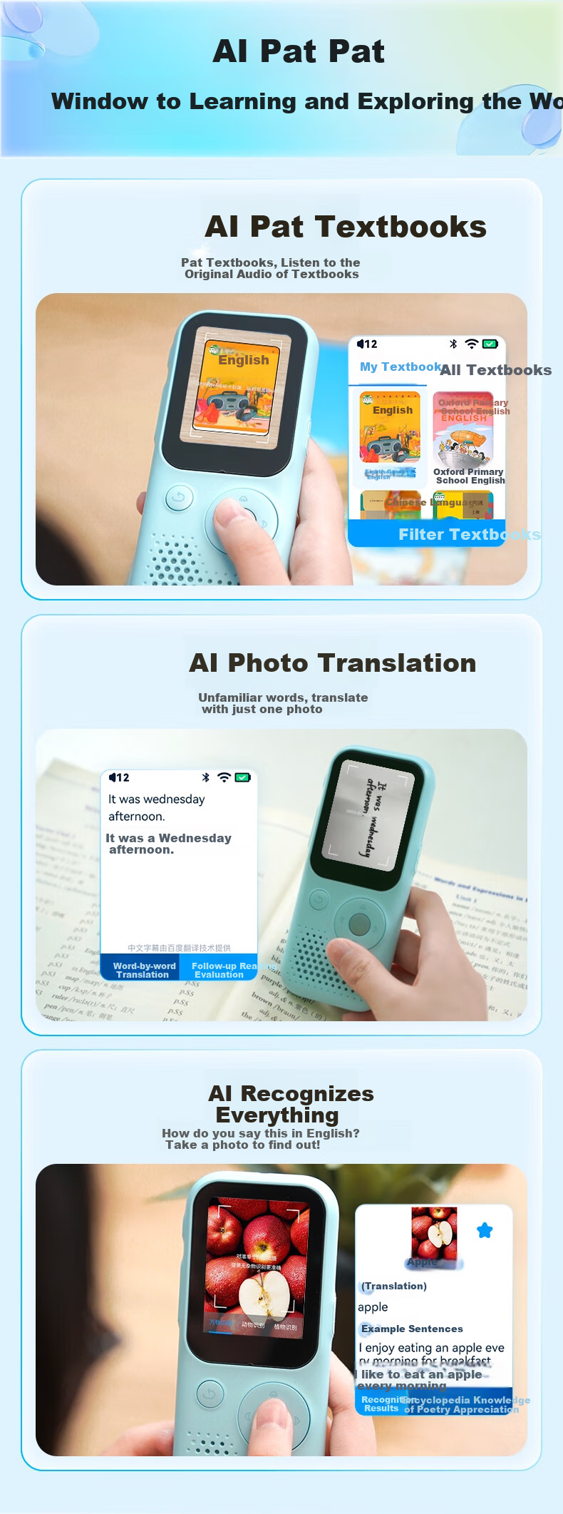 Tinglixiong T6s English Listening Companion, Portable Listening Device, Repeater, Study Machine, Flashcard Machine, Pocket-Sized Learning Device for Elementary, Middle And High School Vocabulary 9