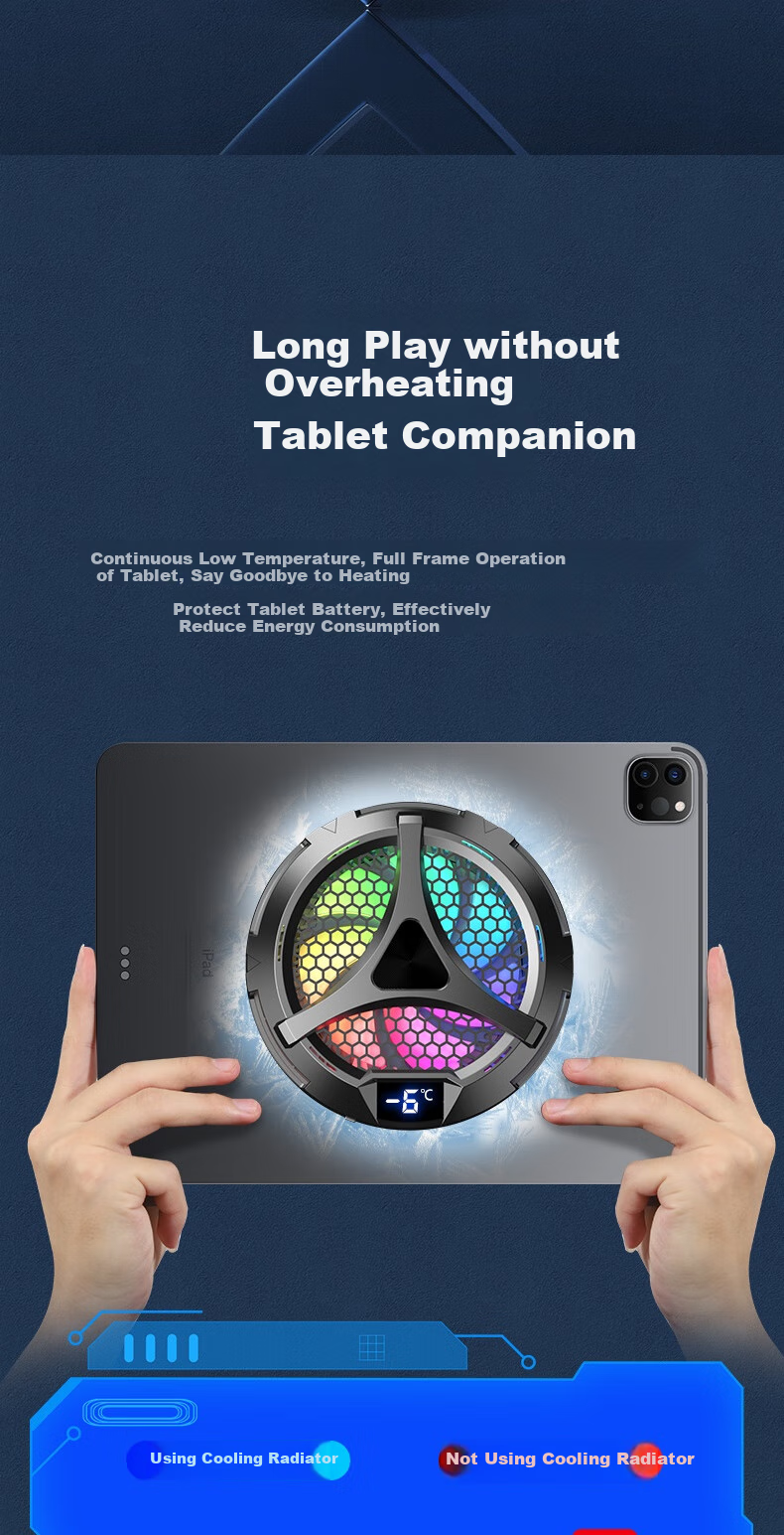 Maitai [High Power] Rotatable Magnetic Cooling Radiator Flat Stand Semiconductor Cooling Water Fan Cooling Device for Gaming Compatible with iPad Apple Black Shark 8