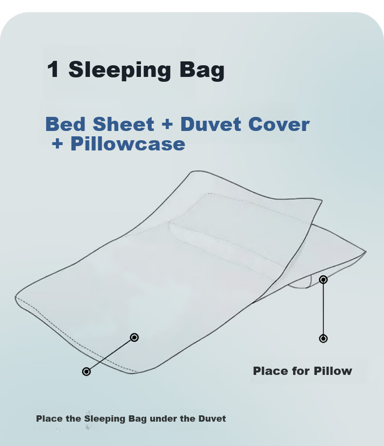 Grace Disposable Sleeping Bag, Hotel Hygiene Travel Bed Sheet Set, Four-Piece Single/double Bedding Set, Integrated Design, 2-Pack 2