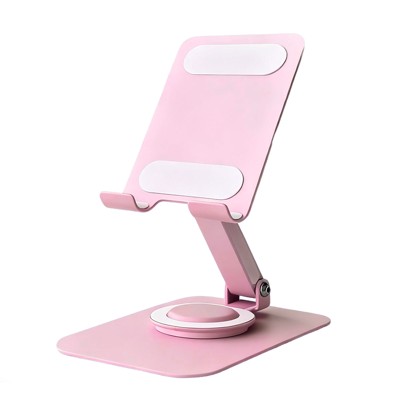 BZBC [Widened and Enlarged] All-Metal Colorful Phone Desktop Stand 360° Rotatable Foldable Live Streaming and Drama Watching Dopamine High-Value Universal Tablet Stand Light Pink
