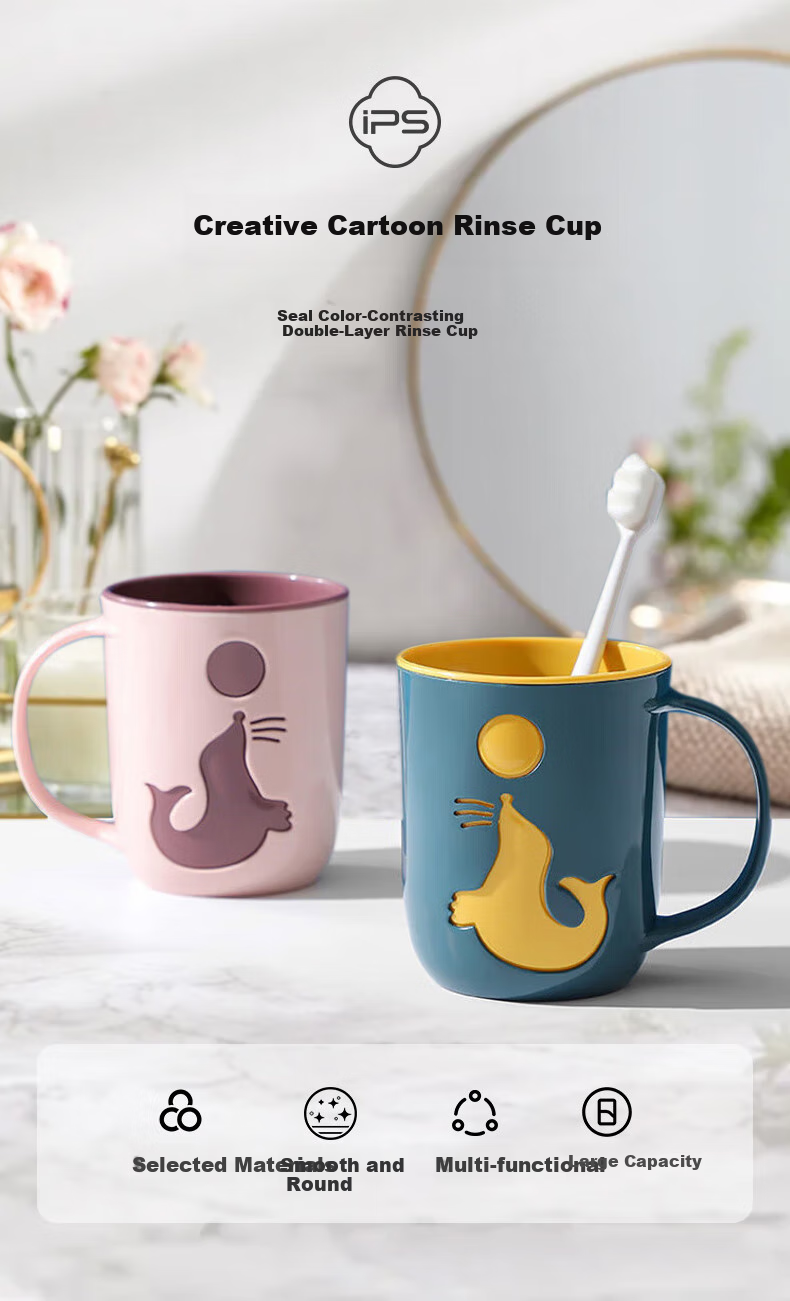 Baoshi Mouthwash Cup Toothbrush Holder Student Dormitory Brushing Cup Set Children's Tooth Jar Wash Cup Storage Rack Dental Tools Red 1